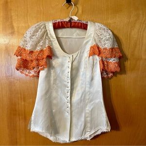 Vintage Handmade Satin Lace Blouse